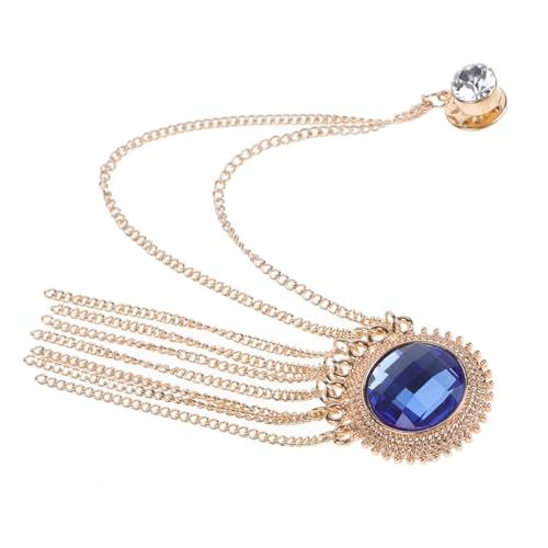 Gatuida Vintage Brosche mit Kette Herren Anstecknadel für Anzug und Mantel Dekorativer Reversschmuck mit Blauem Schmuckstein Edle Metallkette als Modisches Accessoire für Besondere von Gatuida