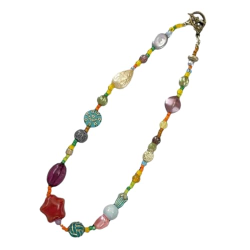 Gatuida Vintage Bunte Perlen Stern Halskette Damen Vielseitige Ketten für Schlüsselbein Halskette mit Sternanhänger Minimalistischer Schmuck für Frauen und Teenager von Gatuida