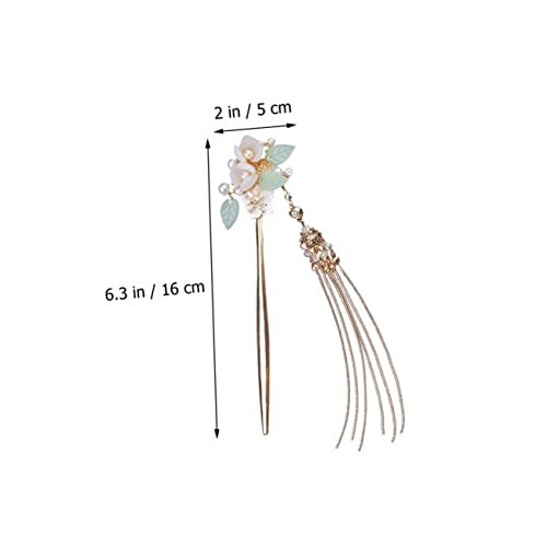 Gatuida Vintage Chinesische Haarnadel mit Blumenmotiv und Perlen Langes Haarschmuck Stick mit Anhänger Dangle Haarstab für Damen Geeignet für Hochzeit Alltag und Festliche Anlässe von Gatuida