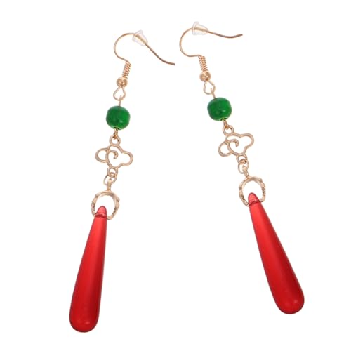 Gatuida Vintage Chinesische Ohrringe Wasserfall Tropfen Rot mit Funkelnden Leicht und Langlebig für Frauen Chinesisches Outfit Party Alltag von Gatuida