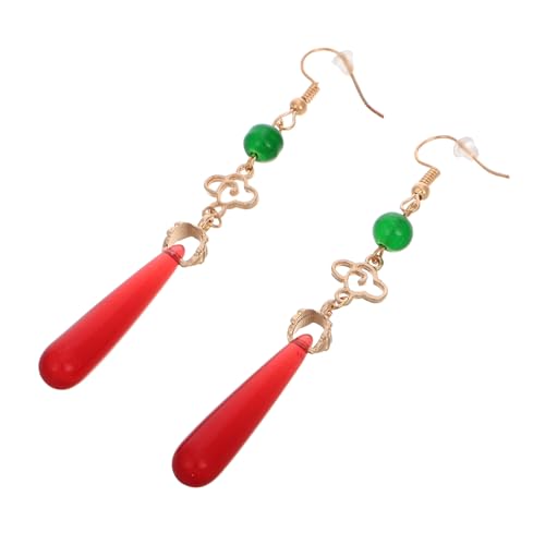 Gatuida Vintage Chinesische Ohrringe mit Roten Strasssteinen Leichte Baumelnde Wassertröpfchen Ohrringe im Chinesischen Stil mit Wolkenanhänger Eleganter Schmuck für Damen Cosplay und von Gatuida