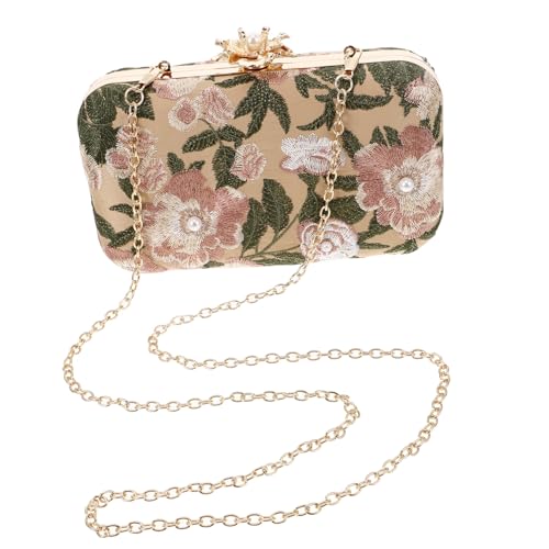 Gatuida Vintage Clutch Damen Abendtasche mit Floraler Stickerei und Perlen Kleine Handtasche für Hochzeit Party Prom Crossbody Tasche für Frauen Stilvolle und Tragbare Handtasche von Gatuida