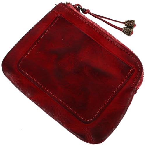Gatuida Vintage Damen Mini Portemonnaie aus Robustem Kompakte Münzbörse mit Kartenfächern Praktisches und Tragbares Change Wallet in Elegantem Weinrot für Kleine Geldbörse und von Gatuida