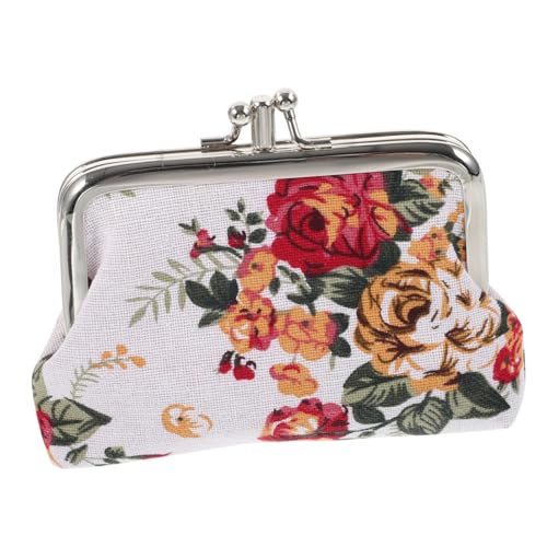 Gatuida Vintage Damen Münzbeutel Canvas Tragbare Geldbörse mit Blumenmuster Kleine Münztasche für Handtaschen Doppellagige Aufbewahrung für Kosmetik und Kleingeld von Gatuida