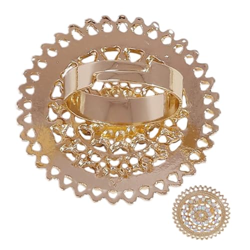 Gatuida Vintage Damen Ring Goldfarbener Hohlring mit Funkelnden Ziersteinen Auffälliger Statement Schmuck Langlebiges Legierungsdesign für Geburtstag und Besondere Anlässe von Gatuida