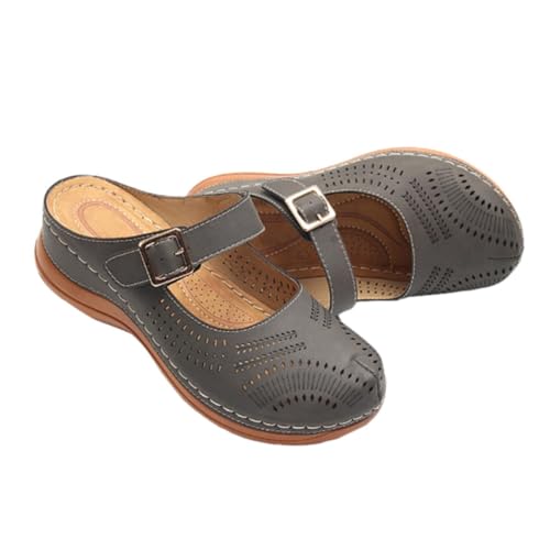 Gatuida Vintage Keilabsatz Sandalen Damen Komfortable Hausschuhe Bequeme Slipper mit Mittelhohem Absatz für Alltag und Freizeit von Gatuida