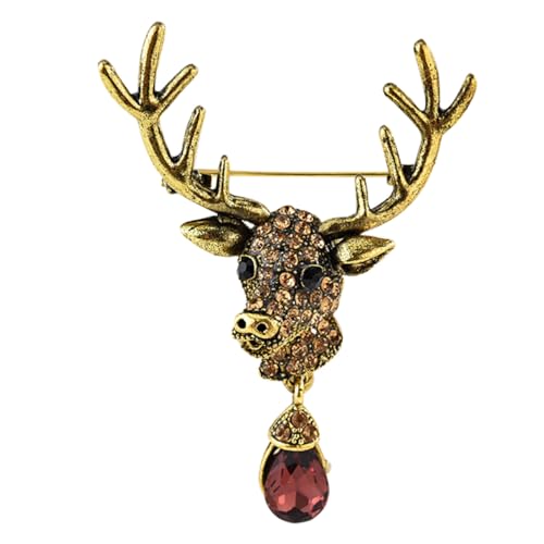 Gatuida Vintage Metallbrosche Hirschkopf Anstecknadel Retro Tierbrosche für Kleidung Schal Anzug Langlebig Legiert Sicher Robust Einfache Befestigung Geschenk für Weihnachten und von Gatuida