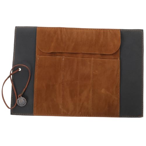 Gatuida Stifteaufbewahrungsorganizer Aus Leder Federmäppchen Mit Riemen Verschlossen Platzsparend Und Praktisch Für Schule Büro Reisen Retro-Vintage-Design Mit Muster von Gatuida