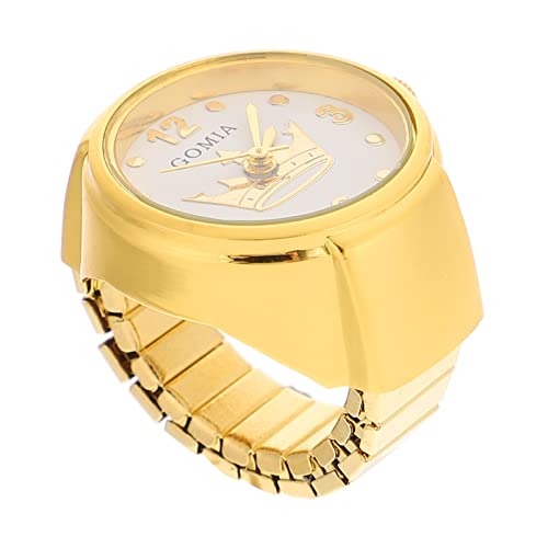 Gatuida Vintage Uhr Ring Uhr Muster Tragbare Fingeruhr Fingerring Uhren Ring Uhr Dehnbare Chronograph Uhr für Freunde Frauen Mädchen Golden Ladies Digital Uhren von Gatuida