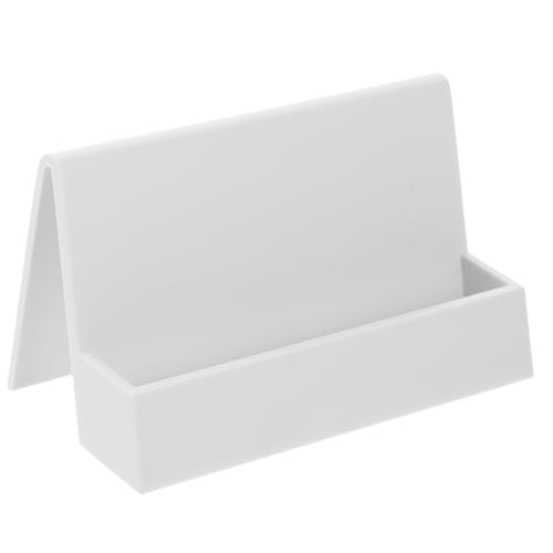 Gatuida Visitenkartenhalter für Schreibtisch Stabiler Business Card Stand Praktischer Name Card Holder Tischplatte Organizer Weiß Langlebiger Kartenständer für Büro und Empfang von Gatuida