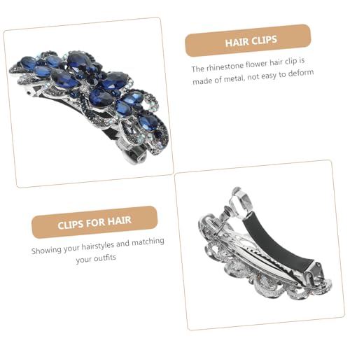 Gatuida Wasserblauer Großer Strass blumen haarclip mit Metallfeder Modische Haarklammer für Frauen und Mädchen Geeignet für Alltag Hochzeit und Party Einfach zu Öffnen Tragen von Gatuida