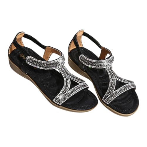 Gatuida Wedge Sandal Damen Sommer Keilsandale Transparent Riemen Strass Verzierung Flatform Komfortable Freizeit Schuhe für Party und Alltag von Gatuida