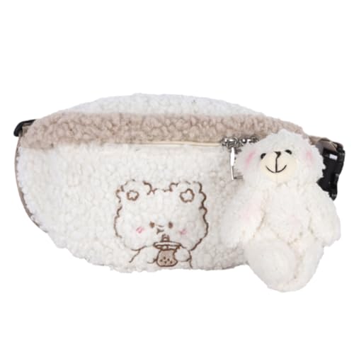 Gatuida Weiche Plüsch Bauchtasche Damen mit Niedlichem Bärenanhänger Leichte Hüfttasche für Mädchen Gürteltasche für Alltag Reisen Shopping und Freizeit von Gatuida