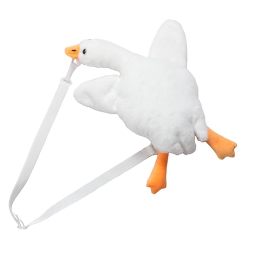 Gatuida Weiche Plüsch Umhängetasche Weiß Gans Cartoon Motiv Kuscheltier Schultertasche Damen Mädchen für Freizeit Shopping Reise mit Langlebigem Plüschmaterial und Verstellbarem Riemen von Gatuida