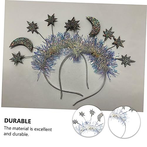 Gatuida Weihnachtliche Stern Mond Haarbänder Teiliges Glitzernde Kopfbedeckung aus Filz für Damen Mädchen Festliche Dekoration Silbern für Weihnachten Neujahr von Gatuida