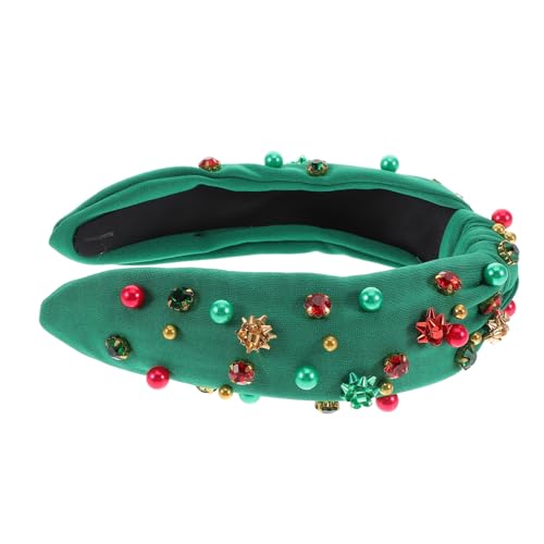 Gatuida Weihnachtliches Perlen Haarband mit Knoten Faciales Haarband für Damen Kristallbesatz Breiter Haarreif zur Hochkrone Vielseitig für Partys und Hautpflege Geeignet von Gatuida