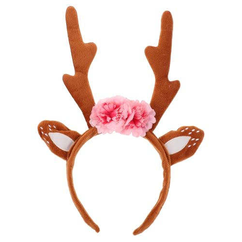 Gatuida Weihnachts-Rentier-Ohr-Stirnband: Rentier-Geweih-Stirnband, Blumenkrone, Haarreif – Elch-Hirsch-Kopfbedeckung, Tierhorn-Kopfbedeckung von Gatuida