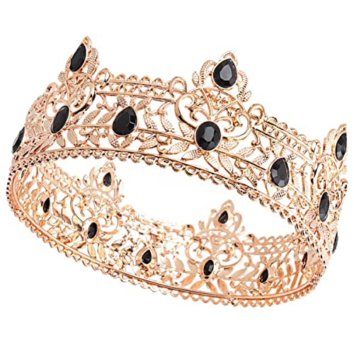 Gatuida Widerstandsfähige Herren Krone aus Legierung Gold Schwarz Barock Königskrone für Kostüm Bühne Party Wiederverwendbares Accessoire Kompakte Kopfbedeckung für Männer von Gatuida