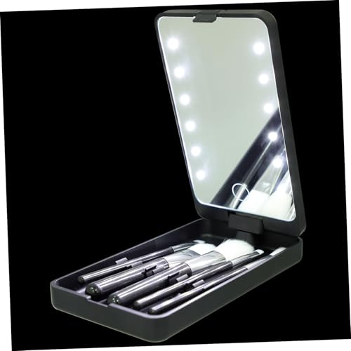 Gatuida Wiederaufladbare LED Eyelash Organizer Box mit Spiegel Stufige Aufbewahrung Reise Make Up Tasche für Falsche Wimpern Damen Schwarz mit Pinsel von Gatuida