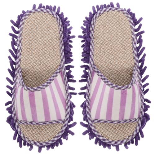 Gatuida Wiederverwendbare Mop Hausschuhe aus Mikrofaser Waschbare Bodenreinigungsschuhe mit Abnehmbaren Bezügen Praktische Putzschuhe für Küche und Wohnzimmer Weiche und Komfortable von Gatuida