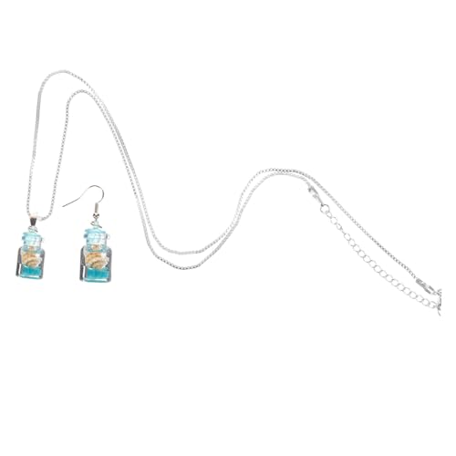 Gatuida Wunderschönes Wishing Bottle Schmuckset Damen Halskette Ohrringe aus Robustem Material Kleine Anhänger Geschenkidee Strandurlaub Accessoire von Gatuida