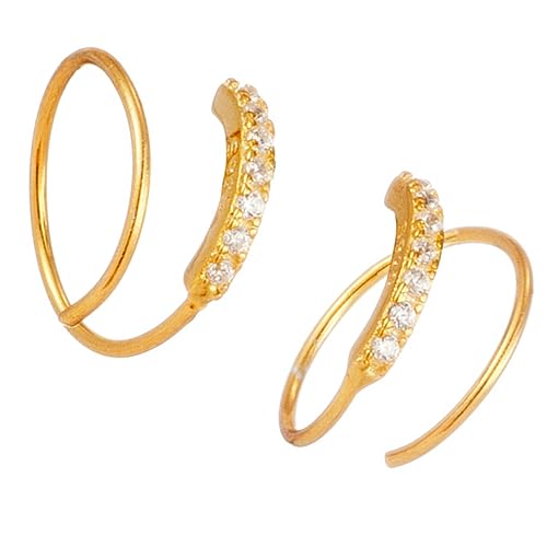 Gatuida Zirkonia Ohrstecker Spiral Design Modische Ohrringe für Frauen und Mädchen Eleganter Ohrschmuck für Alltag Party und Festtage Handgefertigt Goldfarben von Gatuida