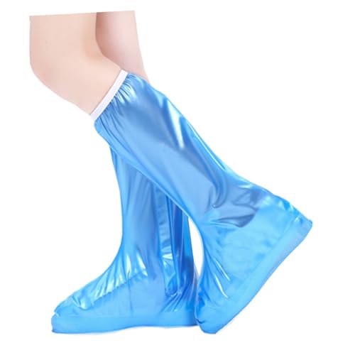 Gatuida wasserdichte Blaue Lange Schuhüberzieher mit Reißverschluss Elastischem rutschfest für Herren und Damen Outdoor Regen und Schneeschutz XL von Gatuida