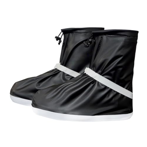 Gatuida wasserdichte PVC Überschuhe mit Rutschfester Sohle Verschleißfest und Regen Überschuh Schutz für Damen und Herren Schwarz Einfach Anzuziehen und Abwaschbar von Gatuida