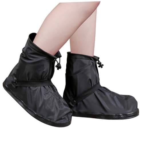 Gatuida wasserdichte rutschfeste Dicke Schuhüberzieher mit Schnappverschluss für Erwachsene Strapazierfähige Überschuhe Schutz vor Schlamm Regen Schnee Outdoor Überschuh XXL Schwarz von Gatuida