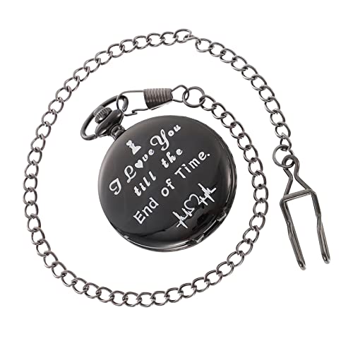 Gatuida Herrenuhren Kette Pocket Watch Retro Hanging Watch Quarz Pocket Watch Black FOB Watch Legierte Kettenwache für Männer Frauen Souvenir Mann Beobachten von Gatuida