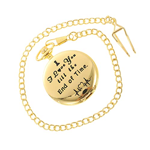 Gatuida Sportdekor Kette Pocket Watch Retro Hanging Watch Quarz Pocket Watch Golden FOB Watch Legierte Kettwache für M?nner Frauen Souvenir Holzuhr von Gatuida