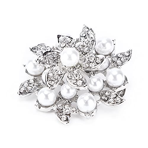 Perlenbrosche, schöne stilvolle Broschenstoffdekoration für Partys, Hochzeiten, Bankette(Silber) von Gatuxe