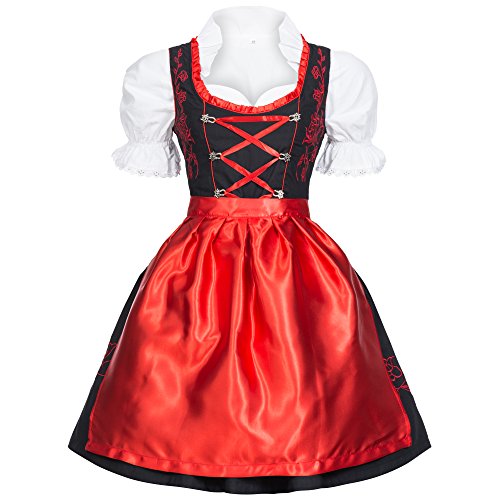 Gaudi-Leathers SW2580FILIRT Damen Dirndl, Schwarz (Rot Schwarz 050), 44 von Gaudi-Leathers