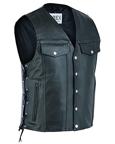 Gaudi-Leathers Herren Lederweste Chopper Weste Kutte Leder Biker Rocker Motorrad Clubweste Schnürung 2XL von Gaudi-Leathers