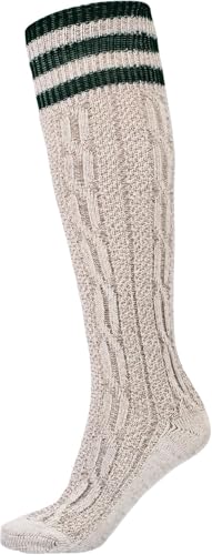Gaudi-Leathers Herren GL6000 Trachtensocken Trachtenstrümpfe, Beige mit Grünen Streifen Gr. 43 von Gaudi-Leathers