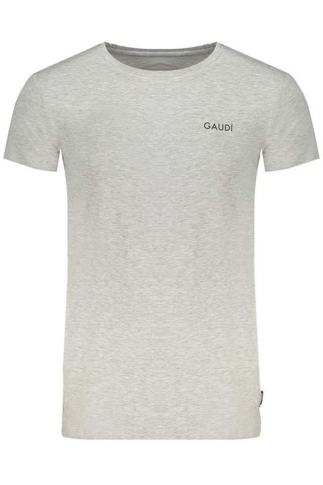 Gaudi T-Shirt Graues Herren Kurzarm T-Shirt mit Ton-in-Ton Logo von Gaudi