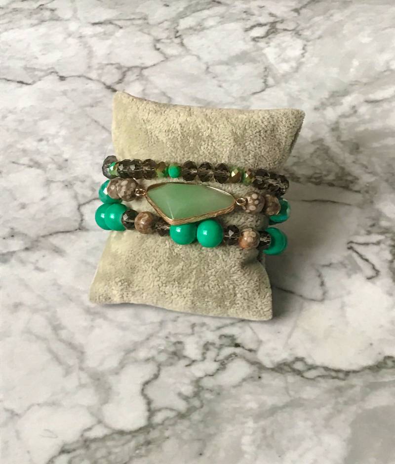 Grün Und Braun Perlen Damen Armband Stapeln Grün Und Braun Perlen Damen Armband Stapeln von GaudiDazzles