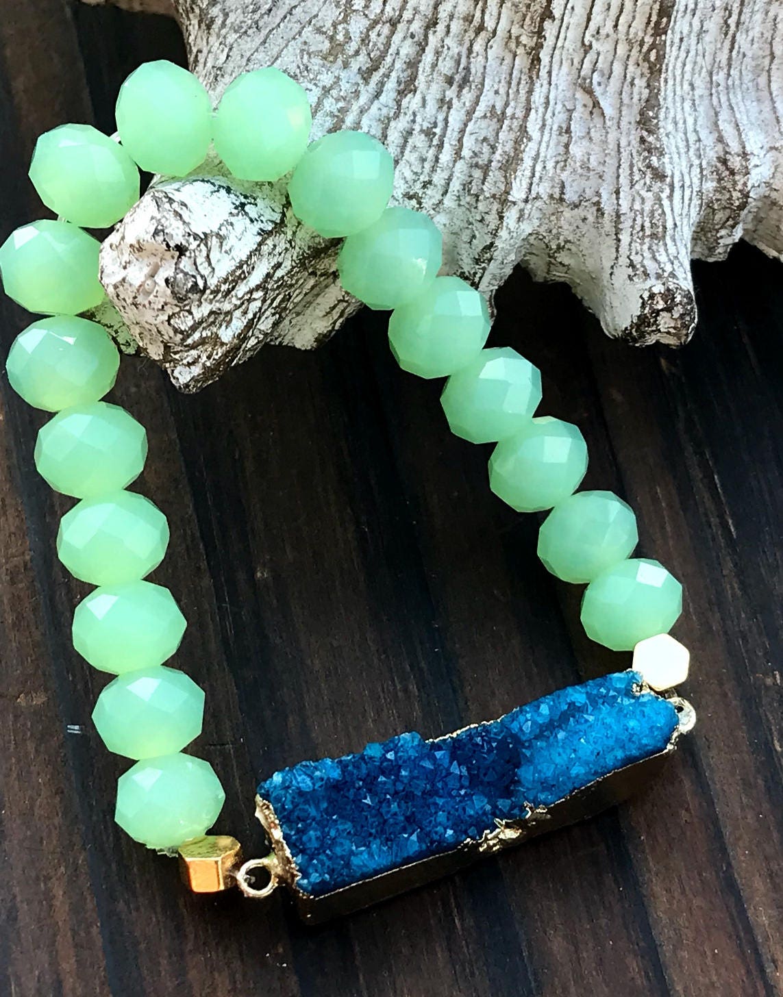 Lime Grün Perlen Armband, Handgemachte Druzy Edelstein Armband Für Frau, Stretch Boho Lime Grün Perlen Armband, Handgemachte Druzy Edelstein Armband Für Frau, Stretch Boho von GaudiDazzles