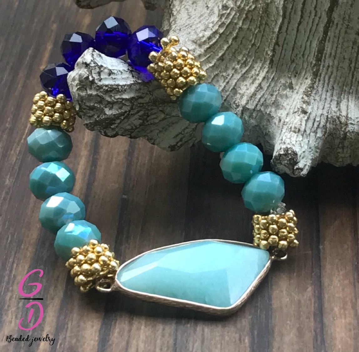 Petrol Armband, Handgemachte Druzy Edelstein Perlen Armband Für Frau, Stretch-Armband, Boho Petrol Armband, Handgemachte Druzy Edelstein Perlen Armband Für Frau, Stretch-Armband, Boho von GaudiDazzles