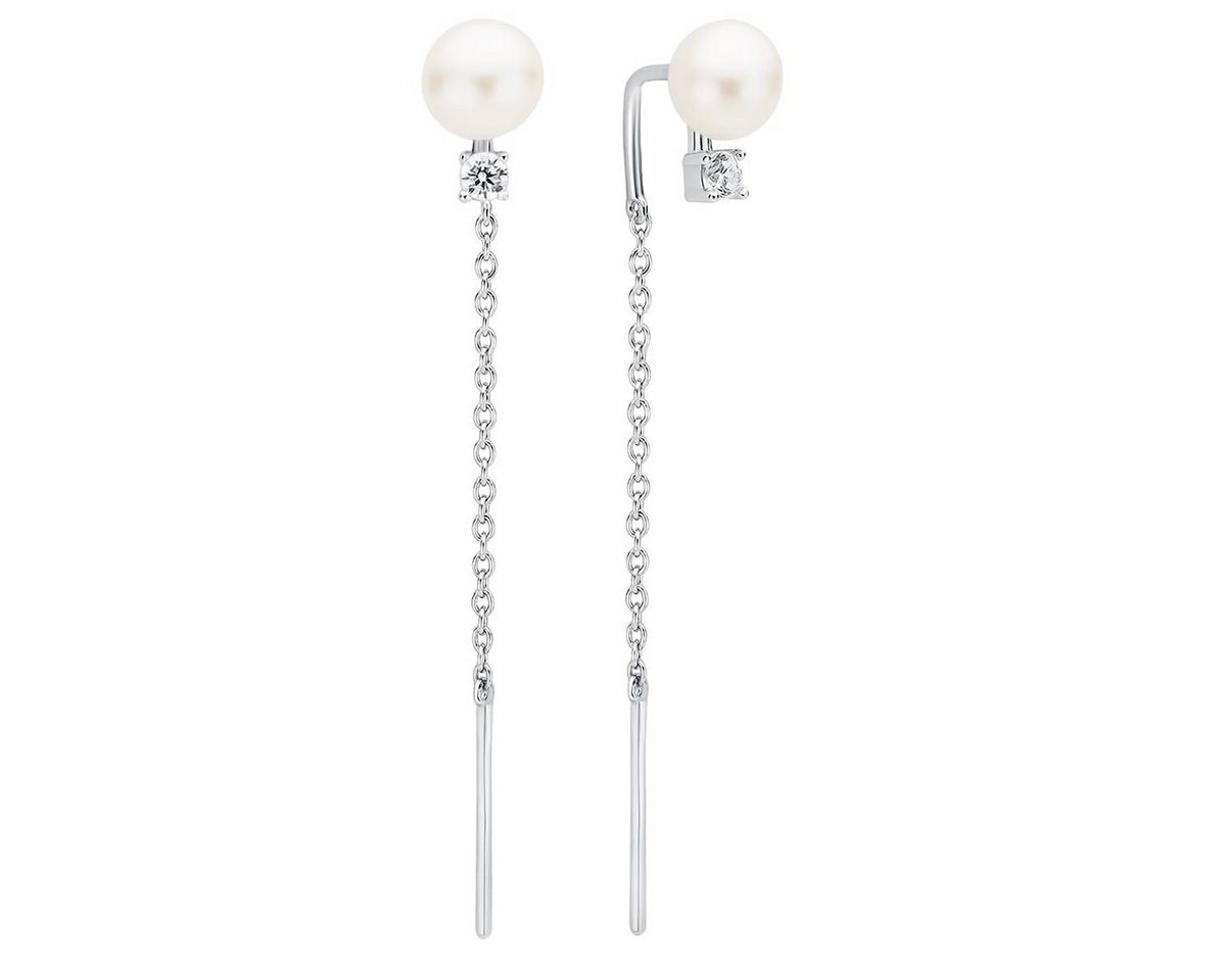 Gaura Pearls Ohrhänger-Set Eleganter weiß button 6-6.5 mm, echte Süßwasserzuchtperle, 925er Silber rhodiniert von Gaura Pearls