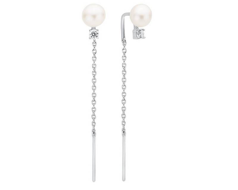 Gaura Pearls Ohrhänger-Set Eleganter weiß button 6-6.5 mm, echte Süßwasserzuchtperle, 925er Silber rhodiniert von Gaura Pearls