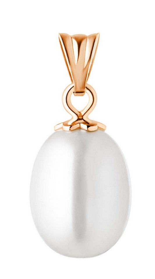 Gaura Pearls Perlenanhänger echte weiße Süßwasserzuchtperle, 14K Roségold (585) von Gaura Pearls