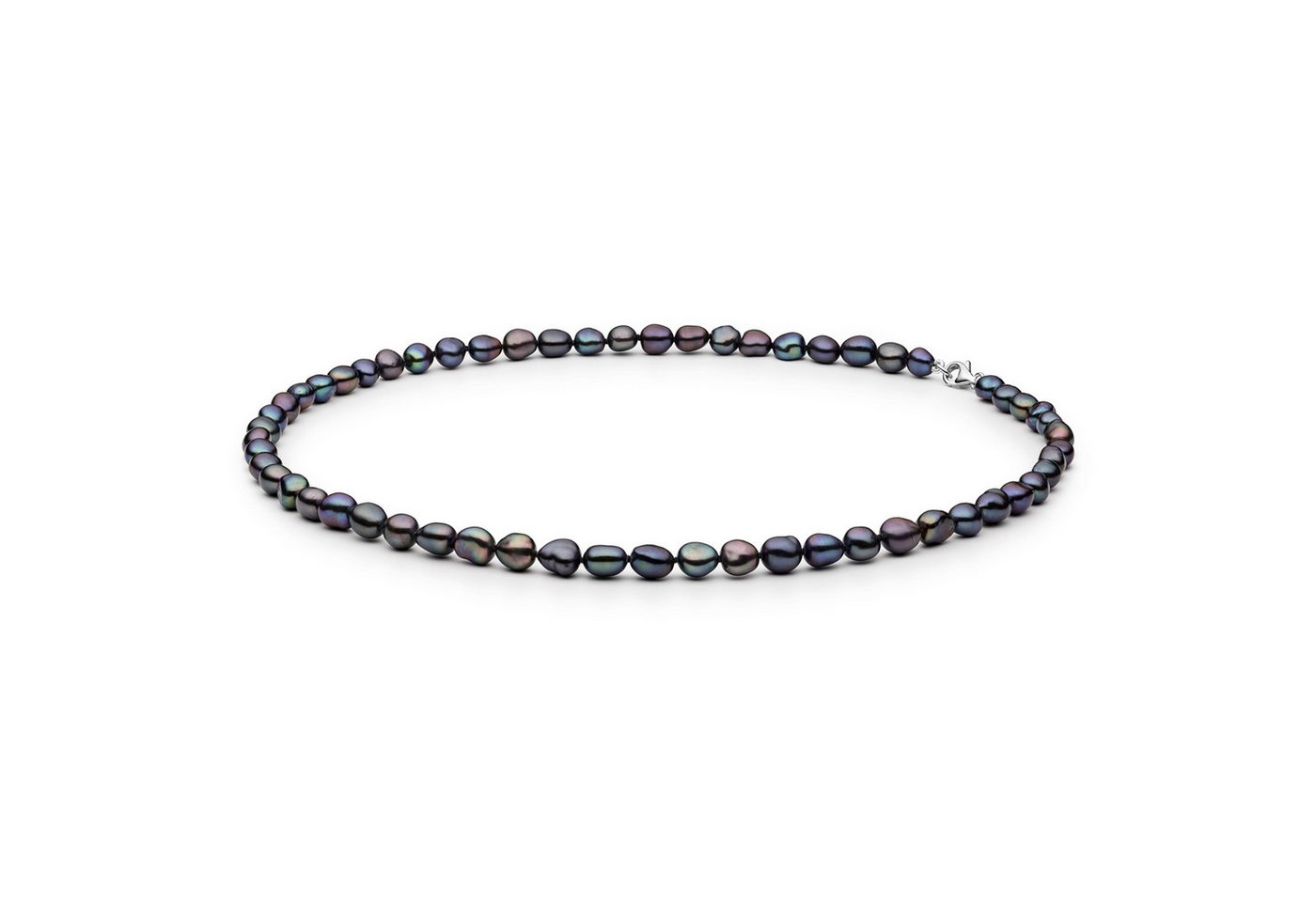 Gaura Pearls Perlenkette schwarz, barock, 7 mm, 45 cm, 925er rhodiniertes Silber von Gaura Pearls