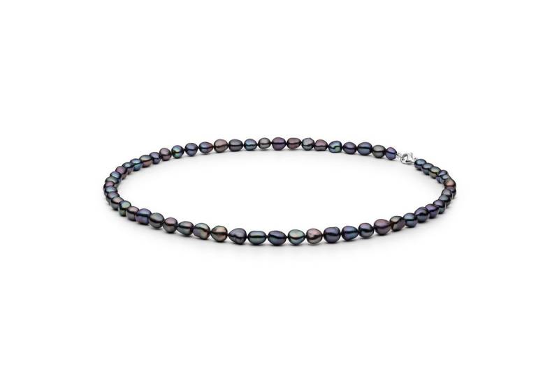 Gaura Pearls Perlenkette schwarz, barock, 7 mm, 45 cm, 925er rhodiniertes Silber von Gaura Pearls
