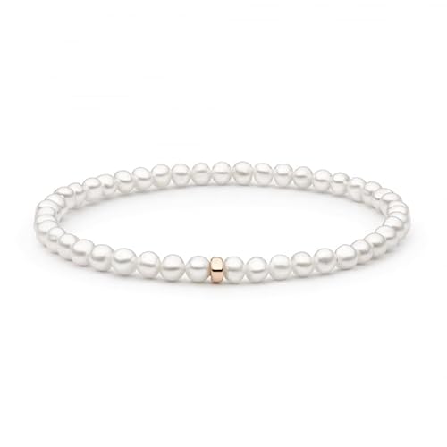 Gaura Perlenarmband Damen – Weiße Süßwasserperlen 4–4,5 mm • 17,5 cm flex • Schmuckperle aus Roségold plattiertem 925 Sterling Silber • Zeitloser Damenschmuck & Geschenk von Gaura