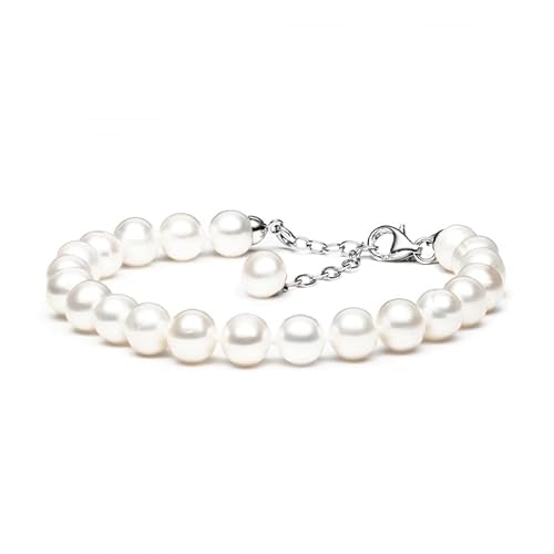 Gaura Pearls Perlenarmband - weiß, 8 mm, 925 Silber Länge 19 cm von Gaura