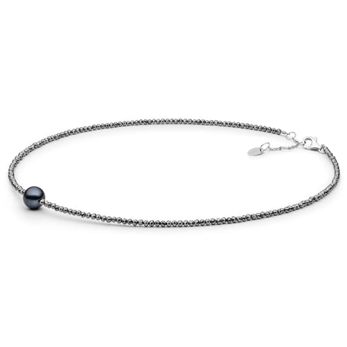 Gaura Pearls Perlenkette - ECHTE Süßwasserzuchtperle schwarz, 37-40 cm, Terahertz-Perlen, 925er rhodiniertes Silber (Sterlingsilber) von Gaura