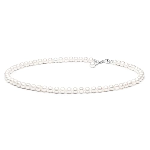 Gaura ECHTE Perlenkette - RUNDE Zuchtperlen, weiß, 7 mm, 45-48 cm, Sterlingsilber von Gaura