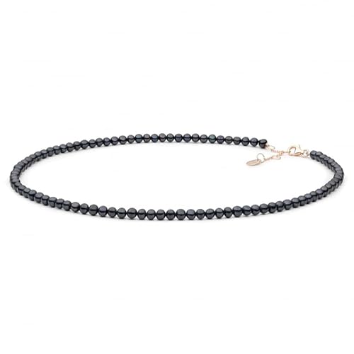 Gaura Perlenkette Damen Choker – Schwarze Süßwasserperlen 4–4,5 mm • 38–41 cm • 585 Roségold-plattierter 925 Silber Karabinerverschluss • Moderner Damenschmuck & Geschenk von Gaura