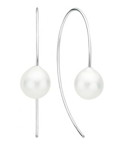 Gaura Pearls Perlenohrhänger - ECHTE Kasumi-Süßwasserzuchtperle, weiß, 925er rhodiniertes Silber (Sterlingsilber) von Gaura